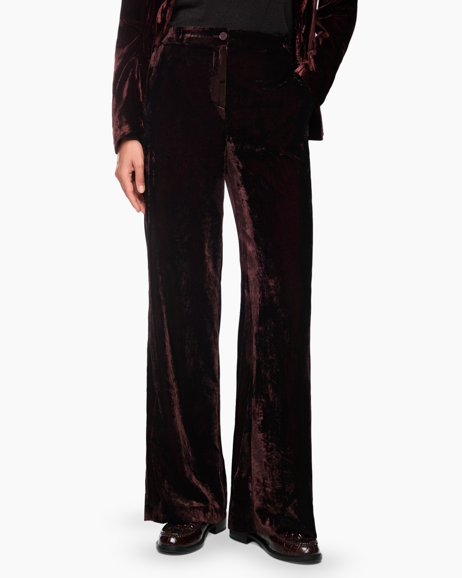 broek, velvet, wijdgevoerd?, bordeaux, knopen?