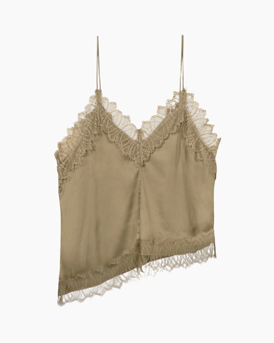 cami, kanteleljesedel, satijn, spaghetti bandjes, beige