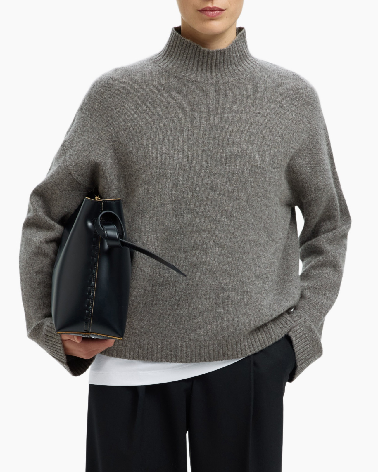 Trui Cille Cashmere Blend High Neck N Grijs