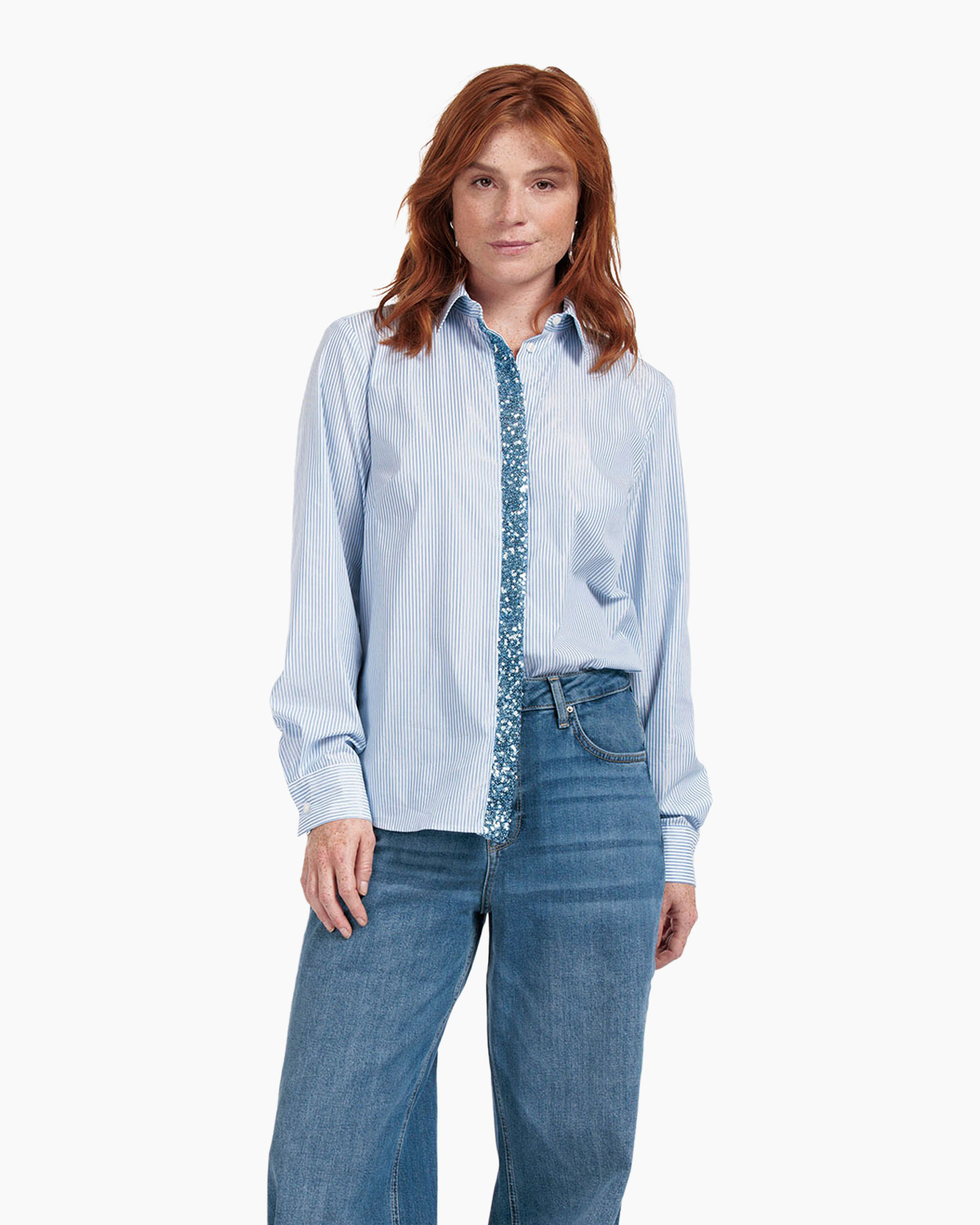 Blouse Bobby Poplin Blouse Licht Blauw