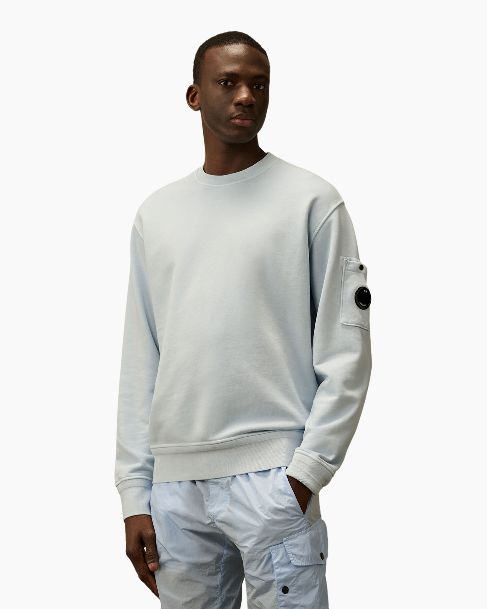 Sweater Resist Dyed Crewneck Licht Blauw
