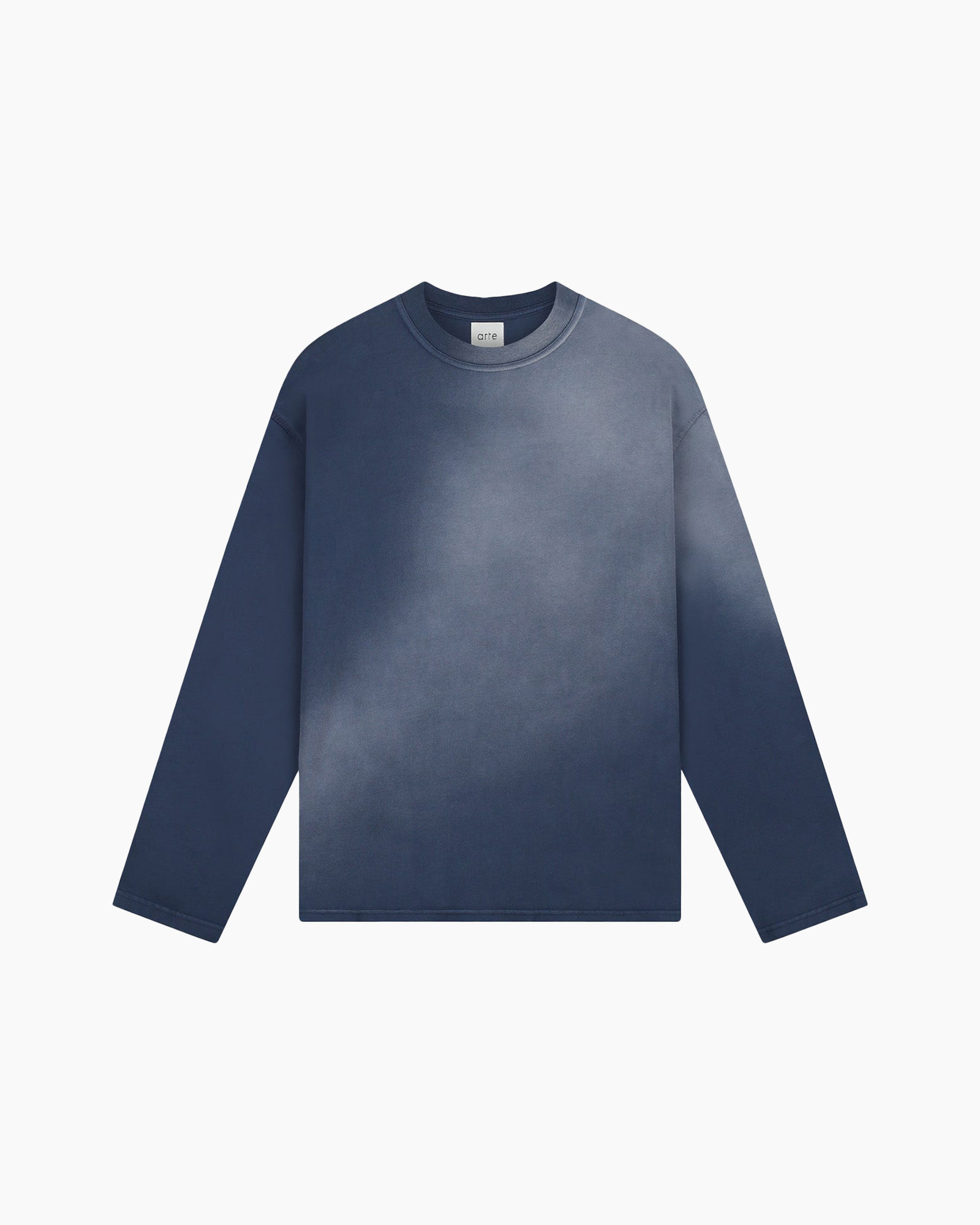 lange mouwen, tie-dye, blauw, rolkraag, katoen