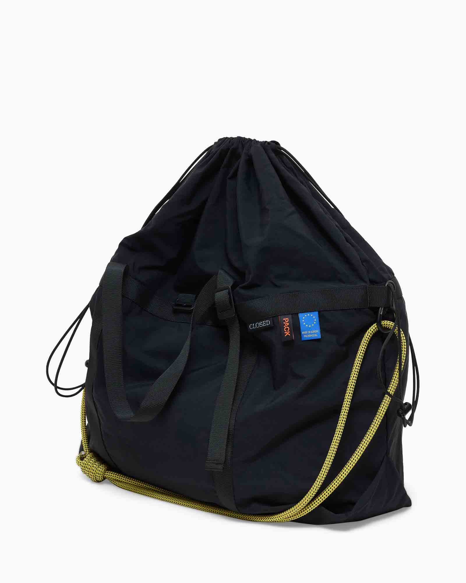draagtas, zwart tasje, carryall, touwriem, schouderriem