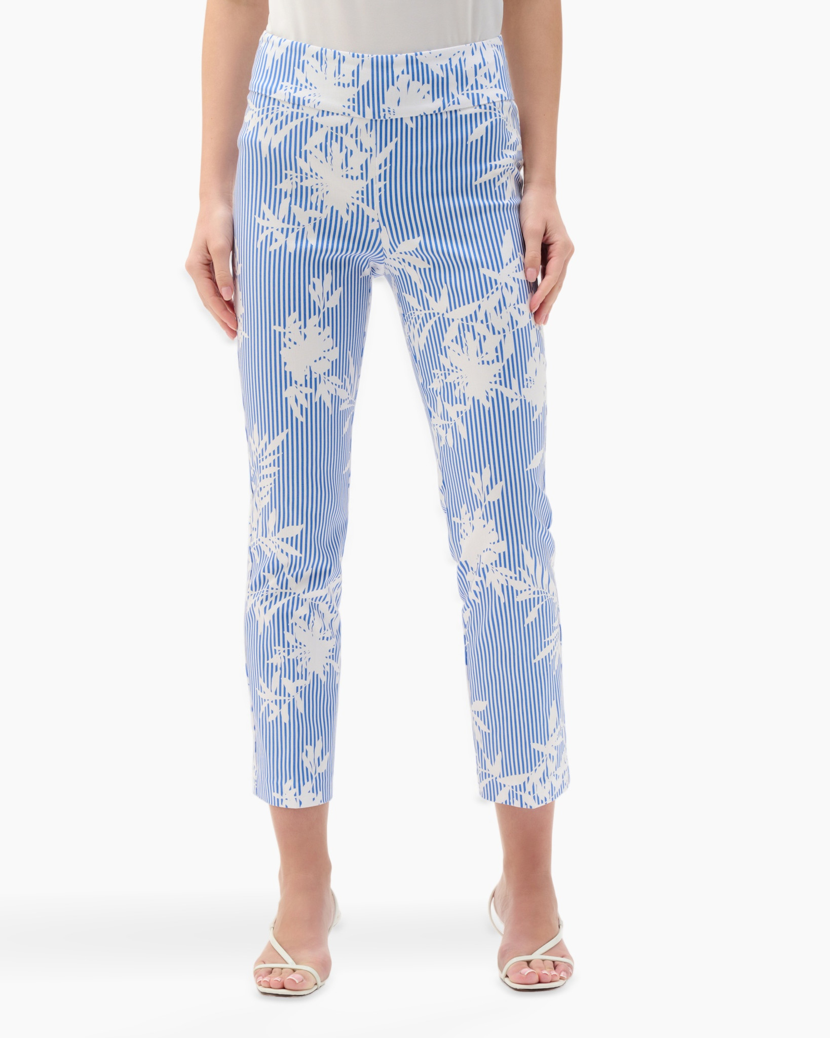 pants, print, blue, striped, cropped