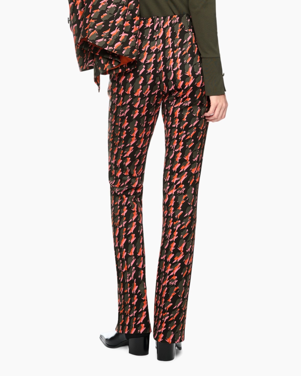 patroon met bloemen, bende, broek, wijd uitlopend, zwart rood