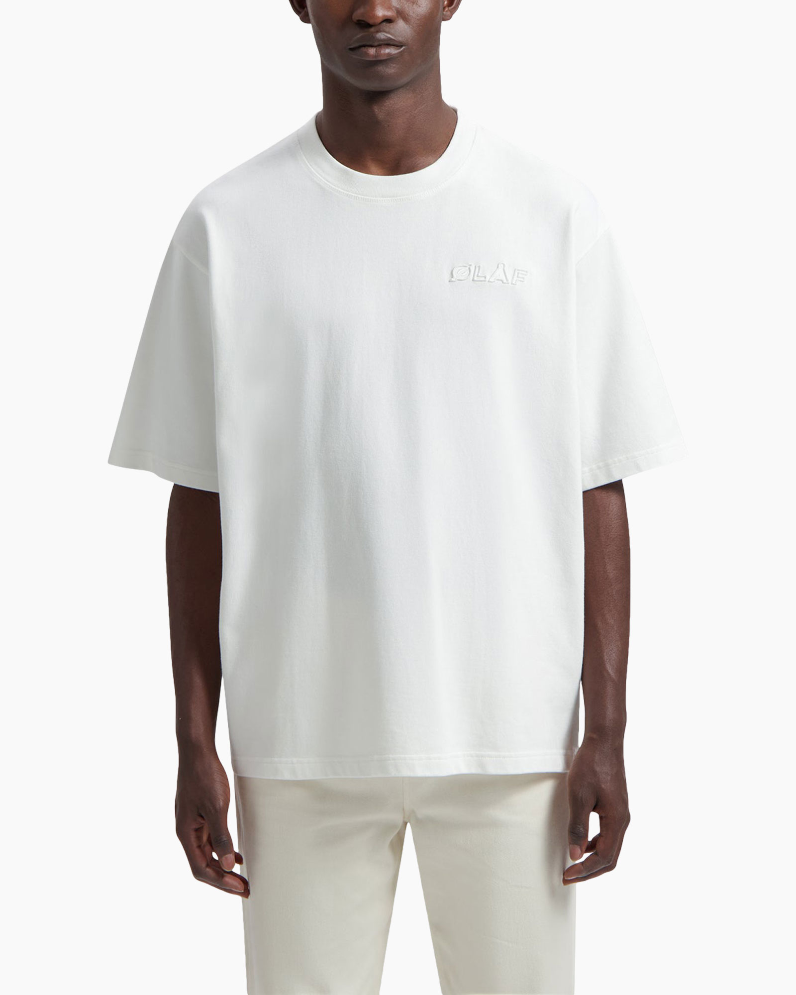 t-shirt, korte mouwen, kraagloos?, crew neck, wit