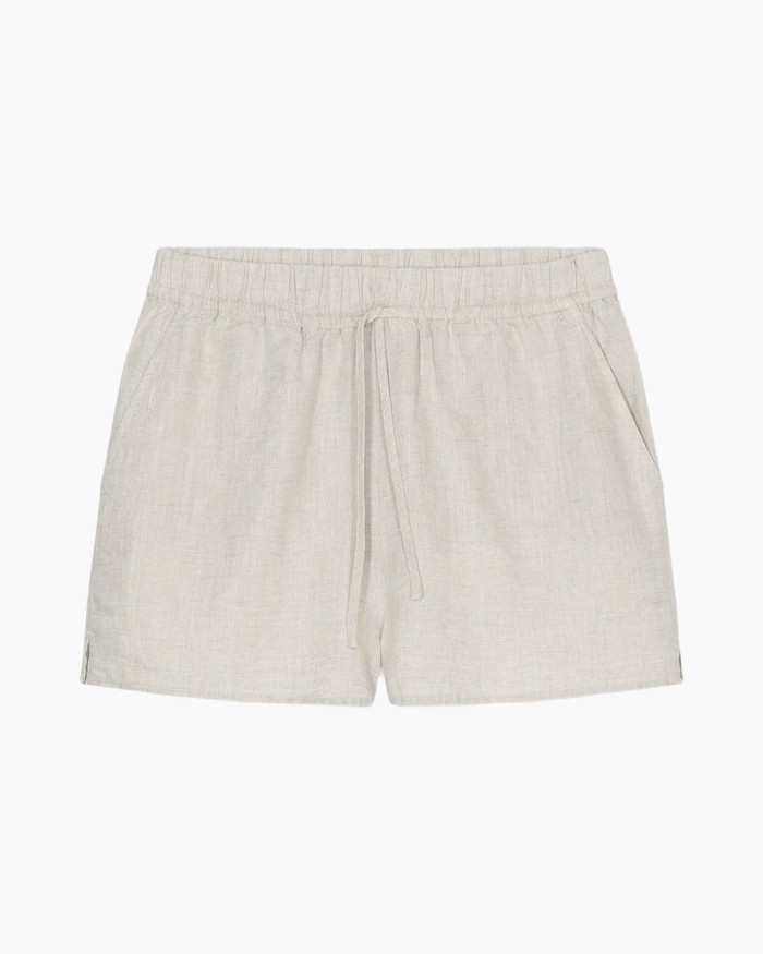 shorts, linen, beige, drawstring, pockets