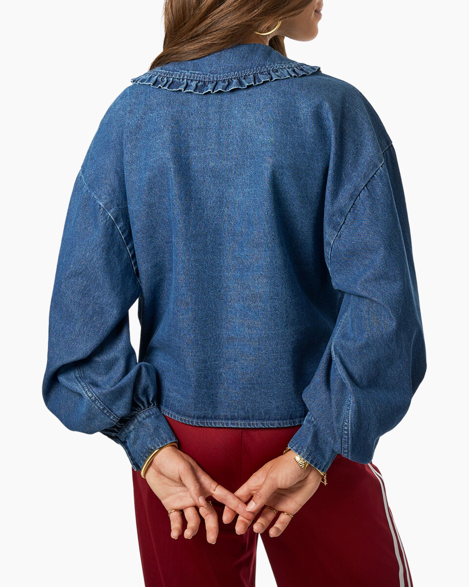 Top Denim With Collar Blauw