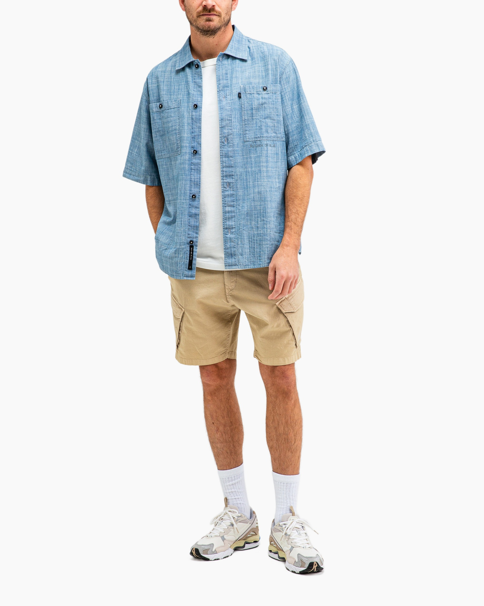 Overhemd Anthony Resort Chambray Shirt Ss Blauw Overhemd Anthony Resort Chambray Shirt Ss Blauw