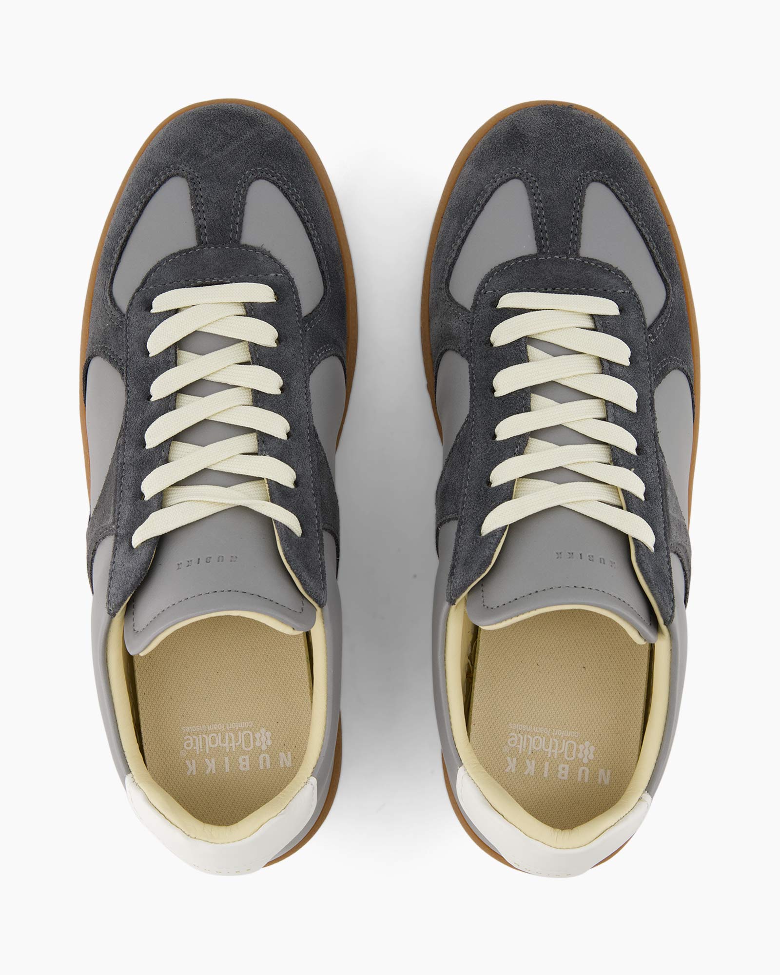 sneakers, athletic, grijs, veters, suede