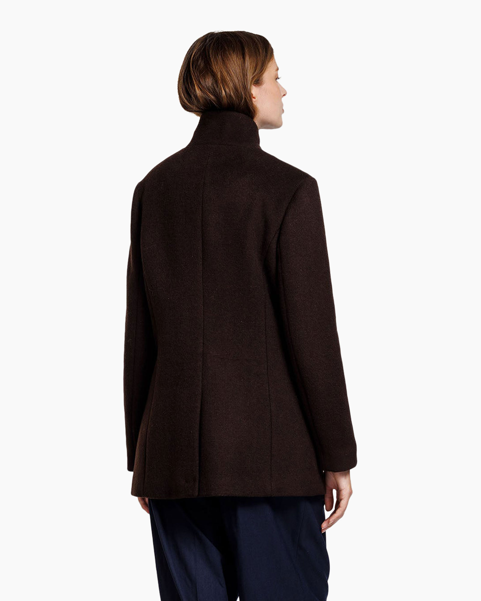 jas, blazer, bruin, enkele rij, kraag