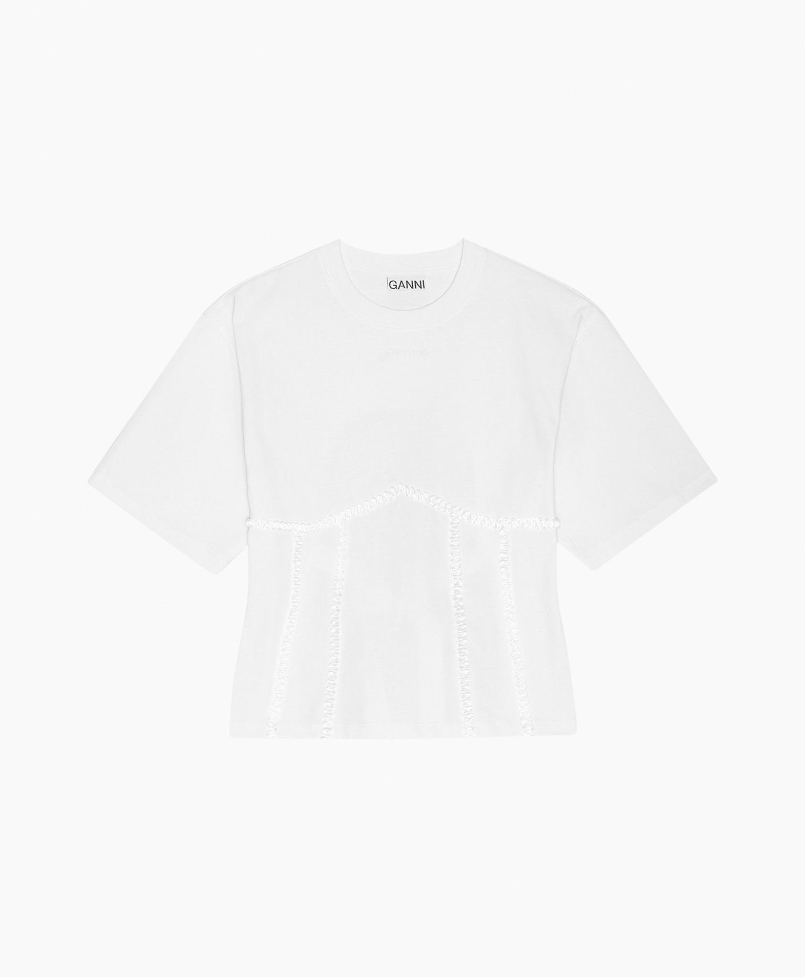 T-shirt Korte Mouw Heavy Cotton Tie Back Waisted Wit
