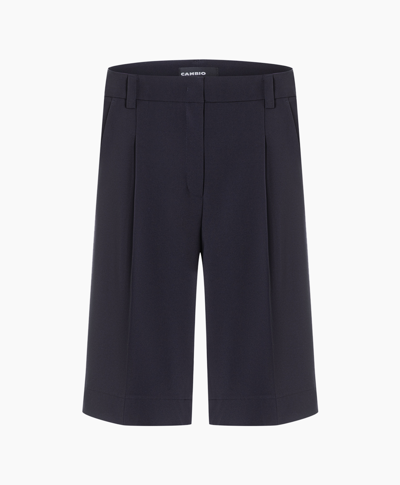 broekje, culottes, marineblauw, middellang, plooien