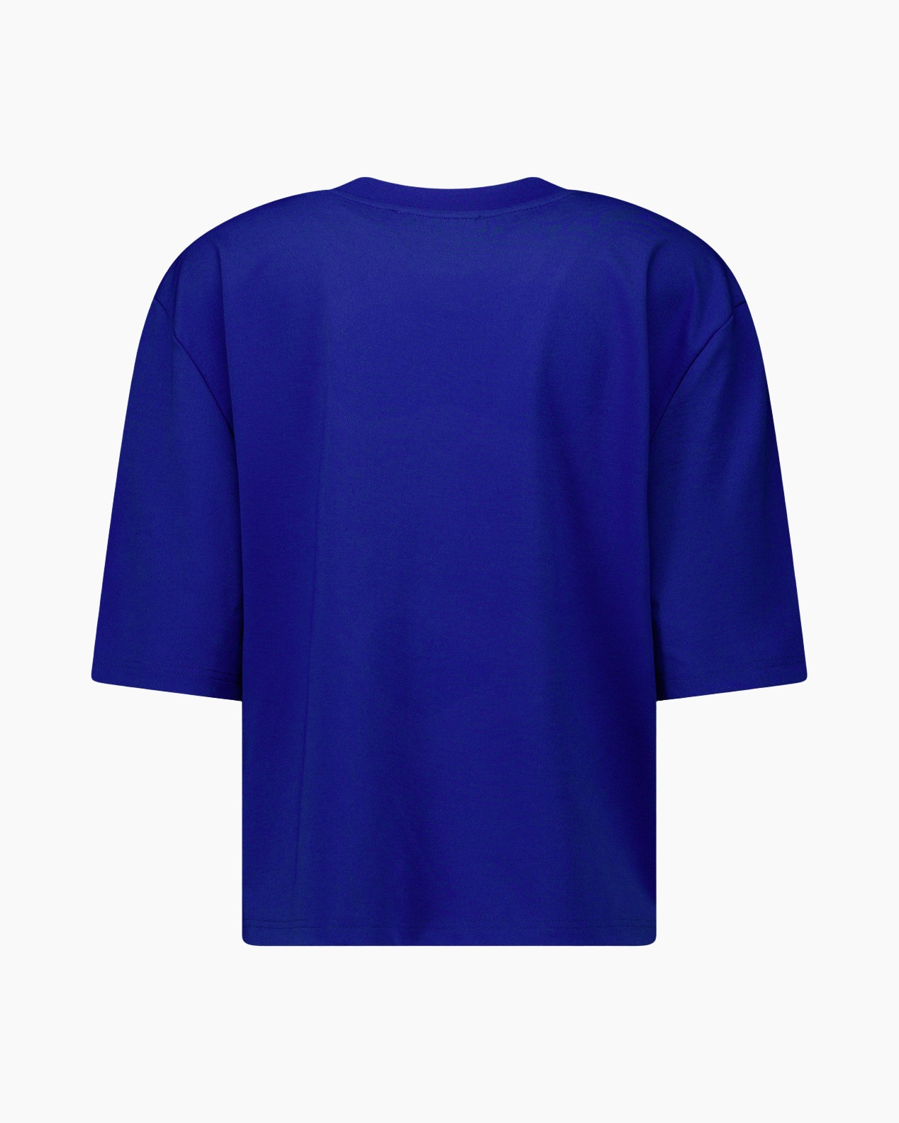 t-shirt, blauw, V-hals, korte mouwen, effen