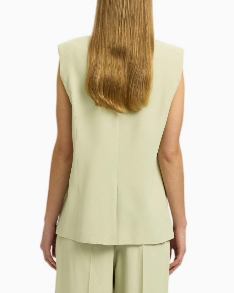 vest, mouwloos, knopen, zakenvrij, pastelgroen