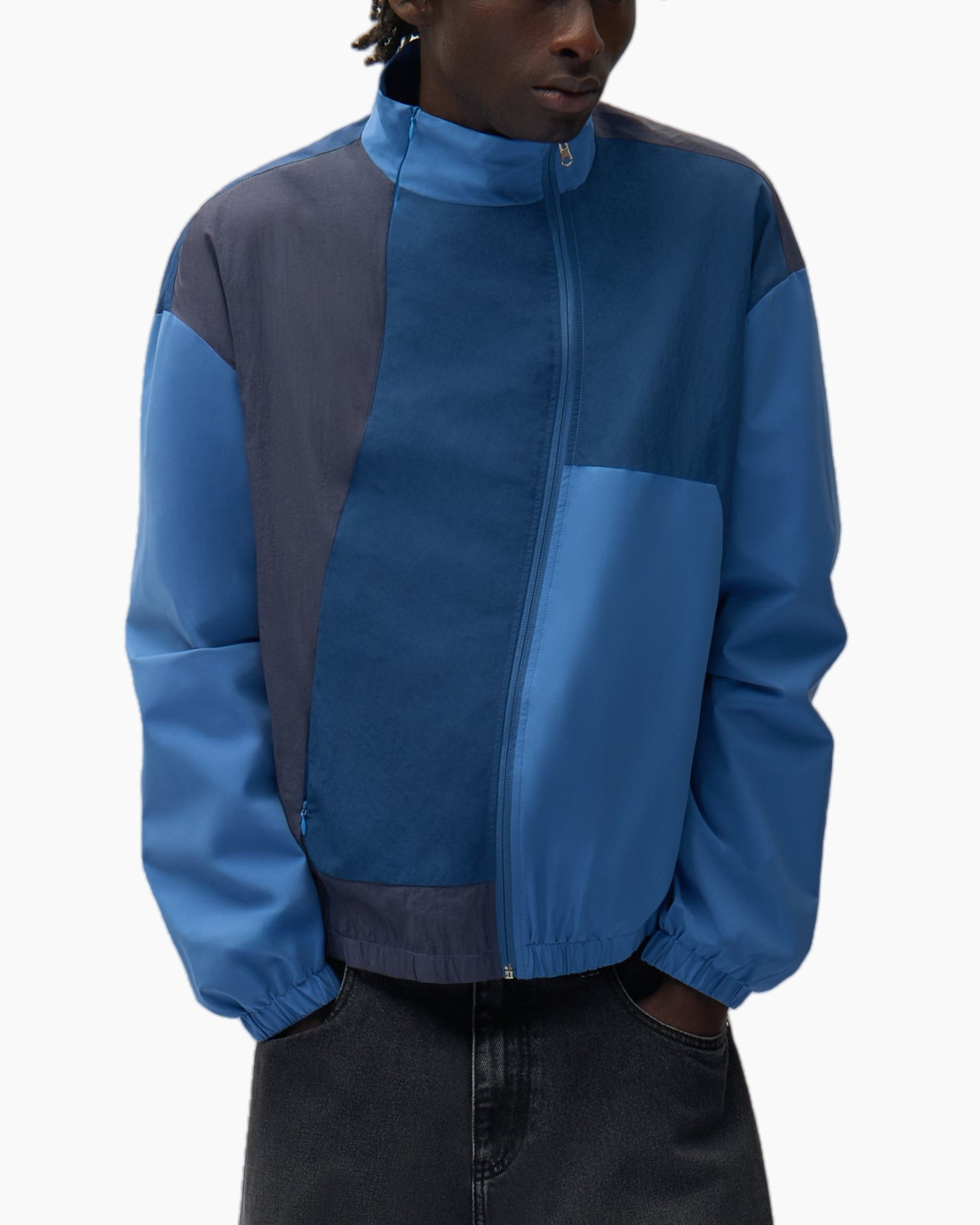 jasters, windbreaker, kleurblok, rits, elastische zoom