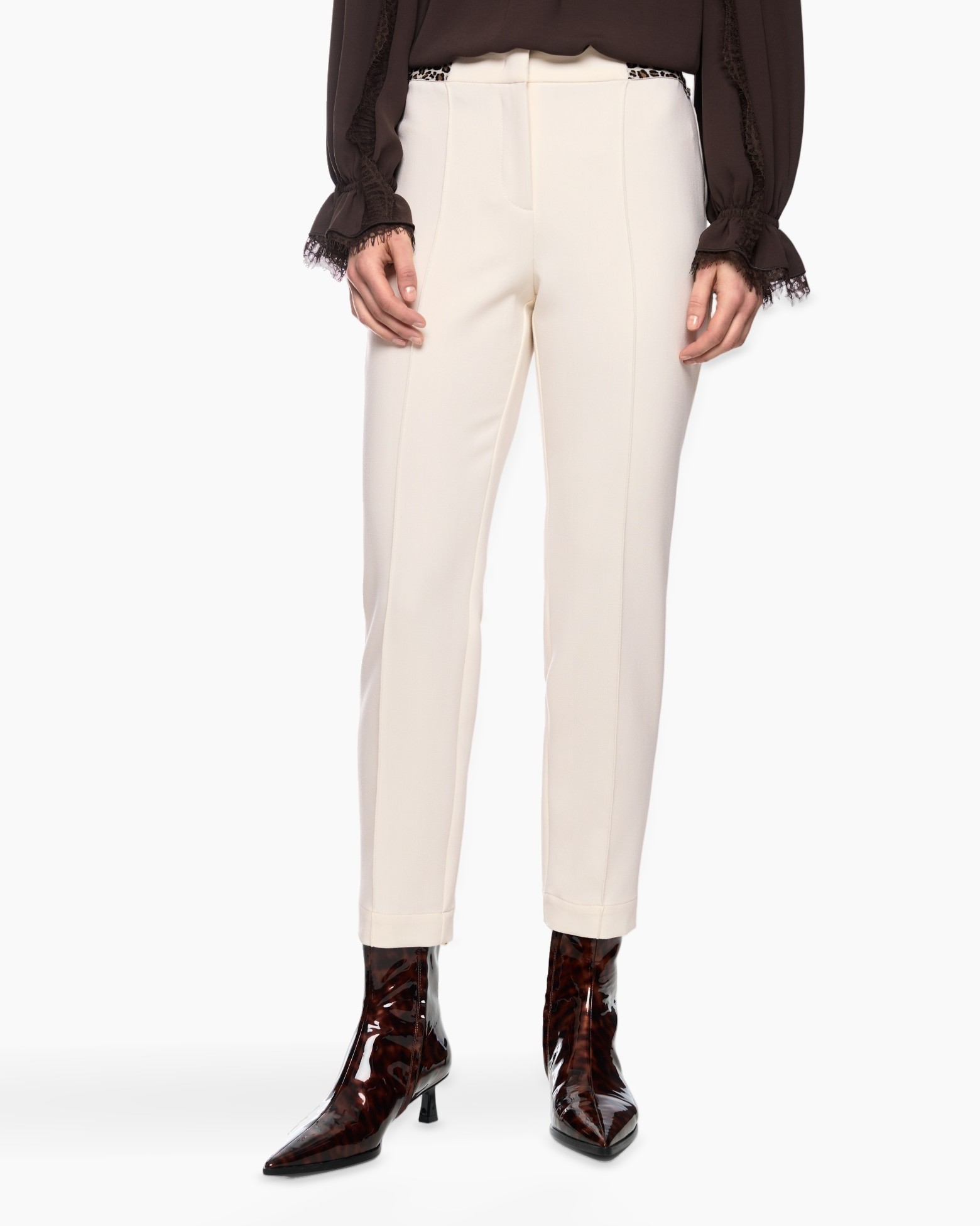 broeken, broek, crème, slim, enkellengte