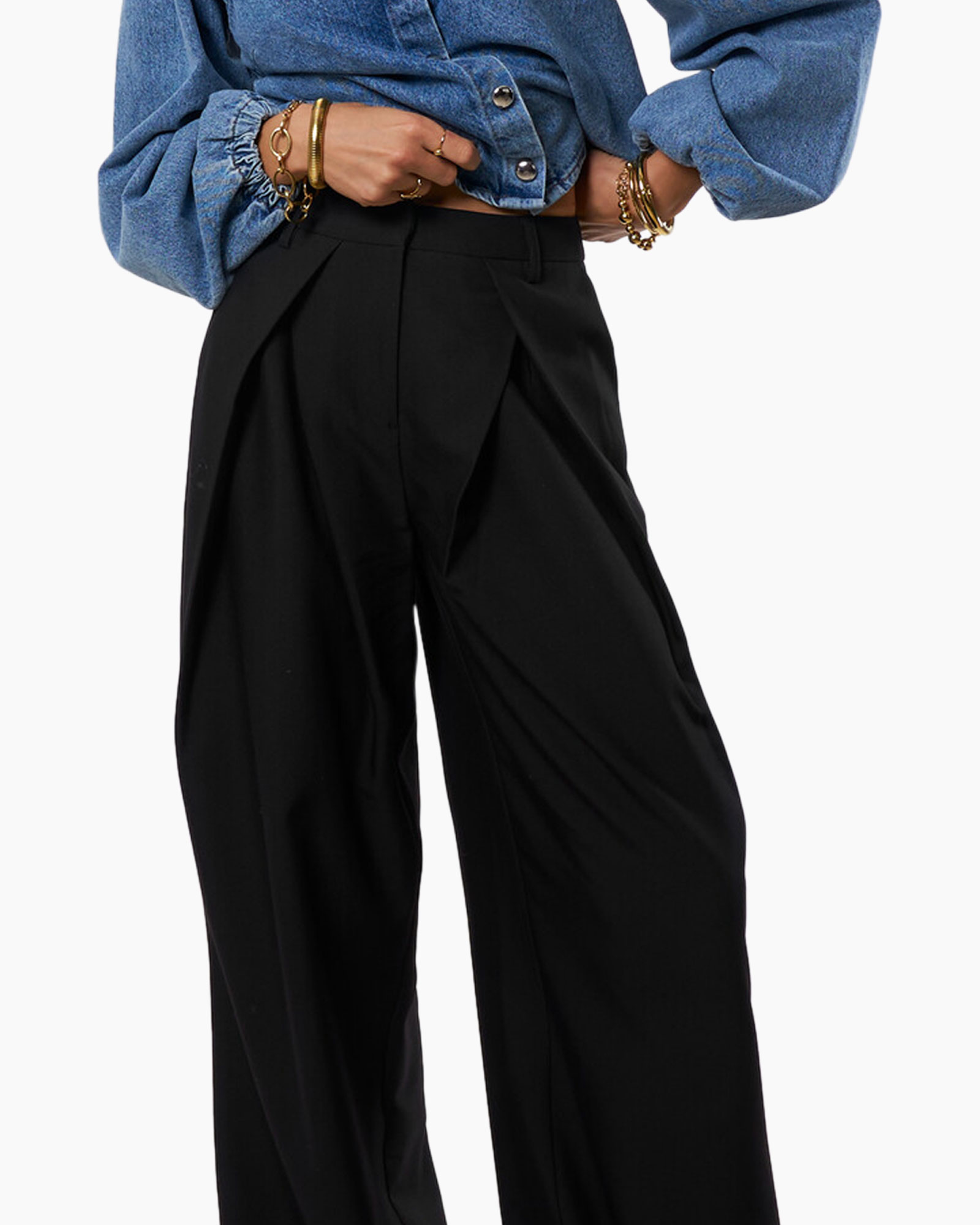 Broek Pants With Pleats Zwart