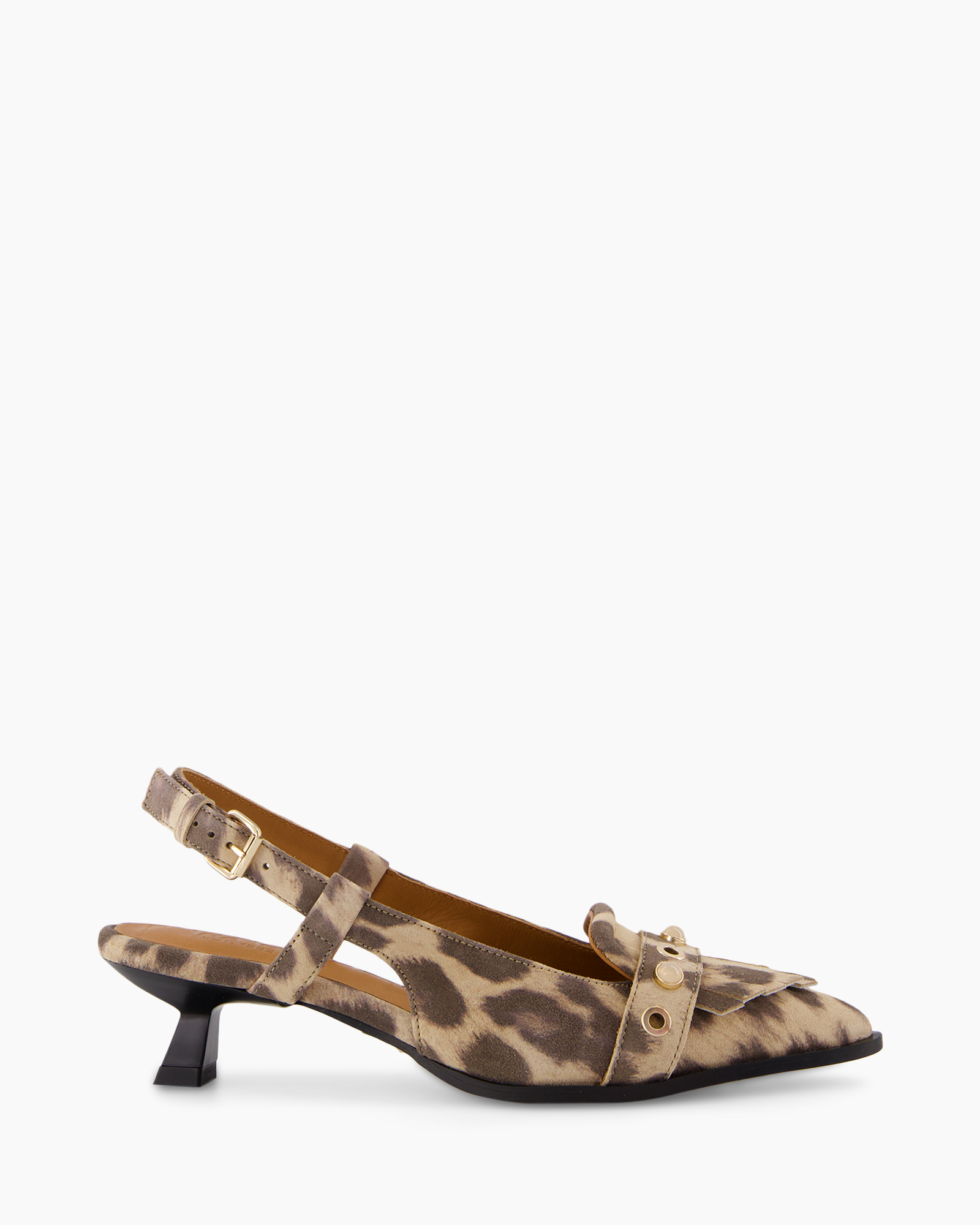 leopard print, pumps, heel, slip-on, buckle strap