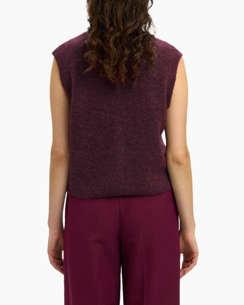 Gilet Lulu Sl Button O-neck Vest Ex Aubergine