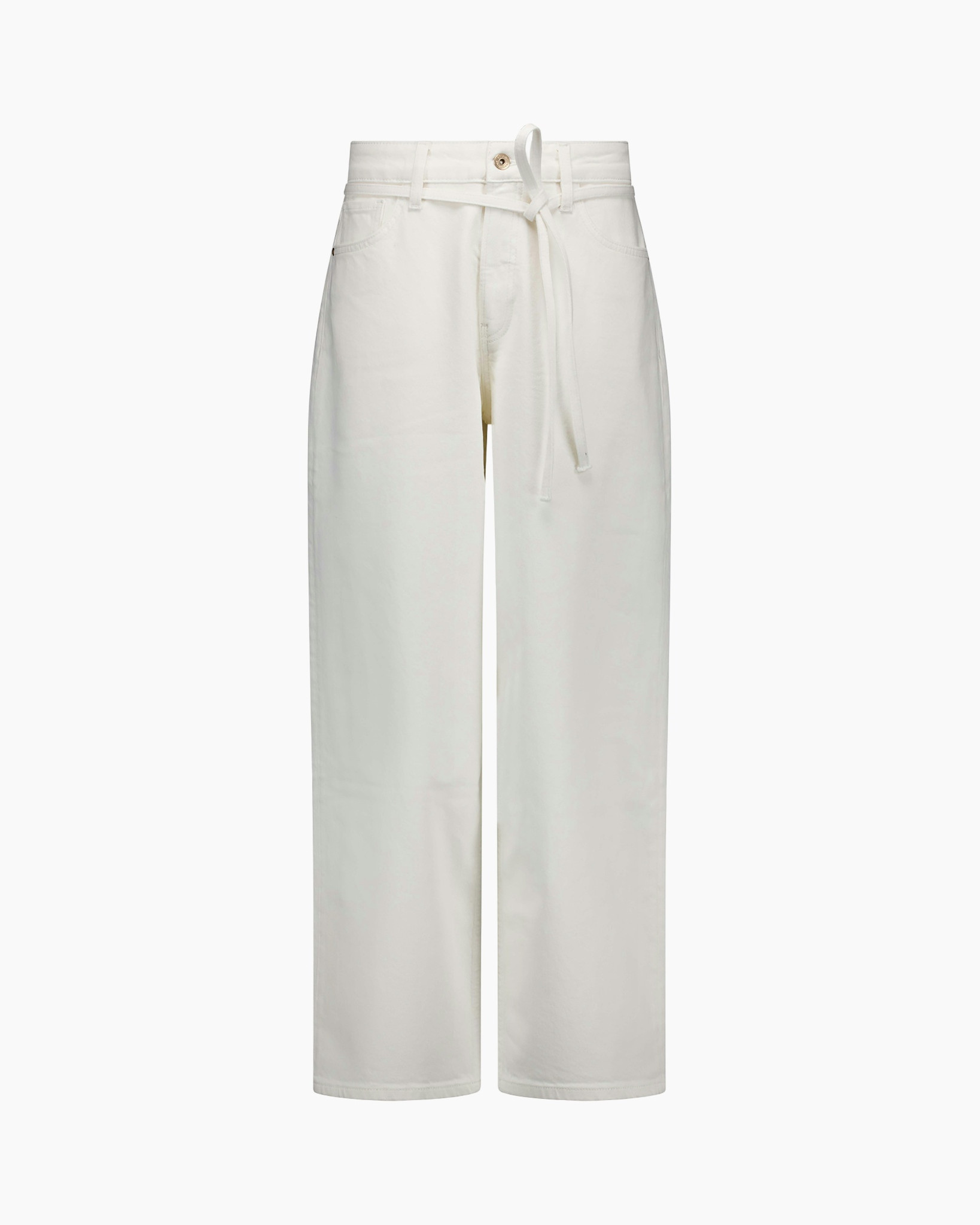 broek, wijd, wit, hoge taille, riem