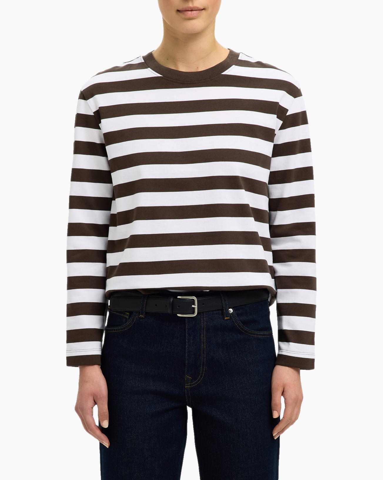 T-shirt Essential Ls Striped Boxy Tee No Mauve