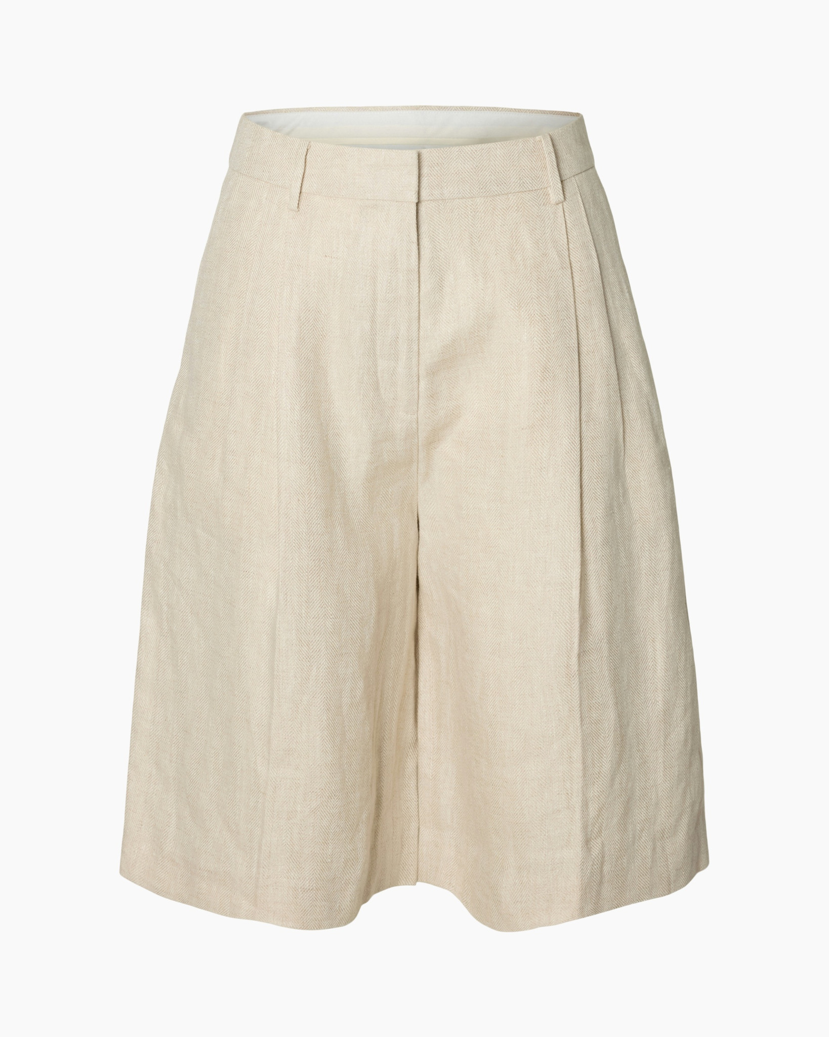 skirt, linen, beige, high-waist, pleated