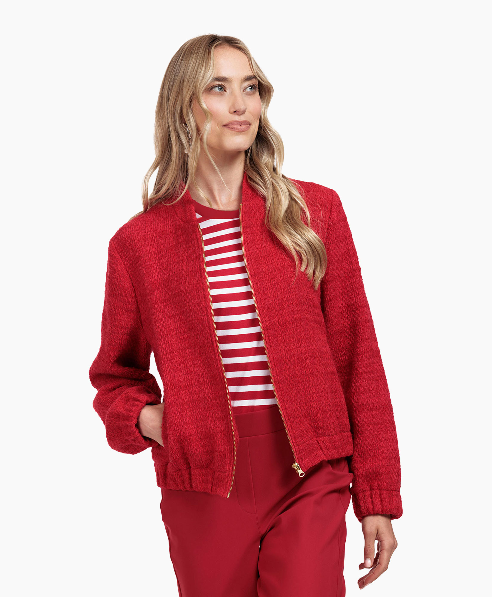 Jack Jax Tweed Bomber Jacket Rood