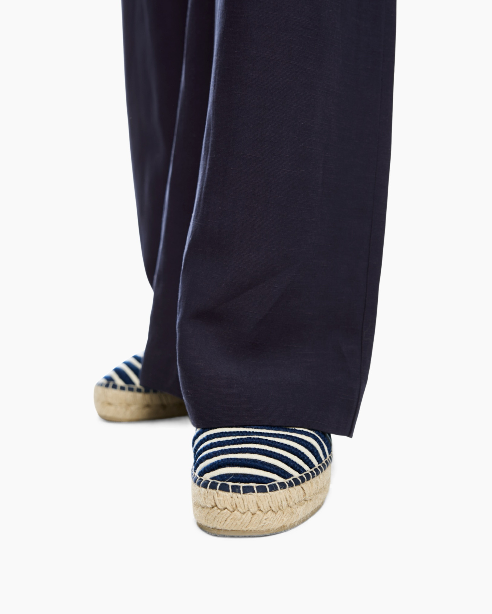 striped, espadrille, flat, slip-on, navy blue