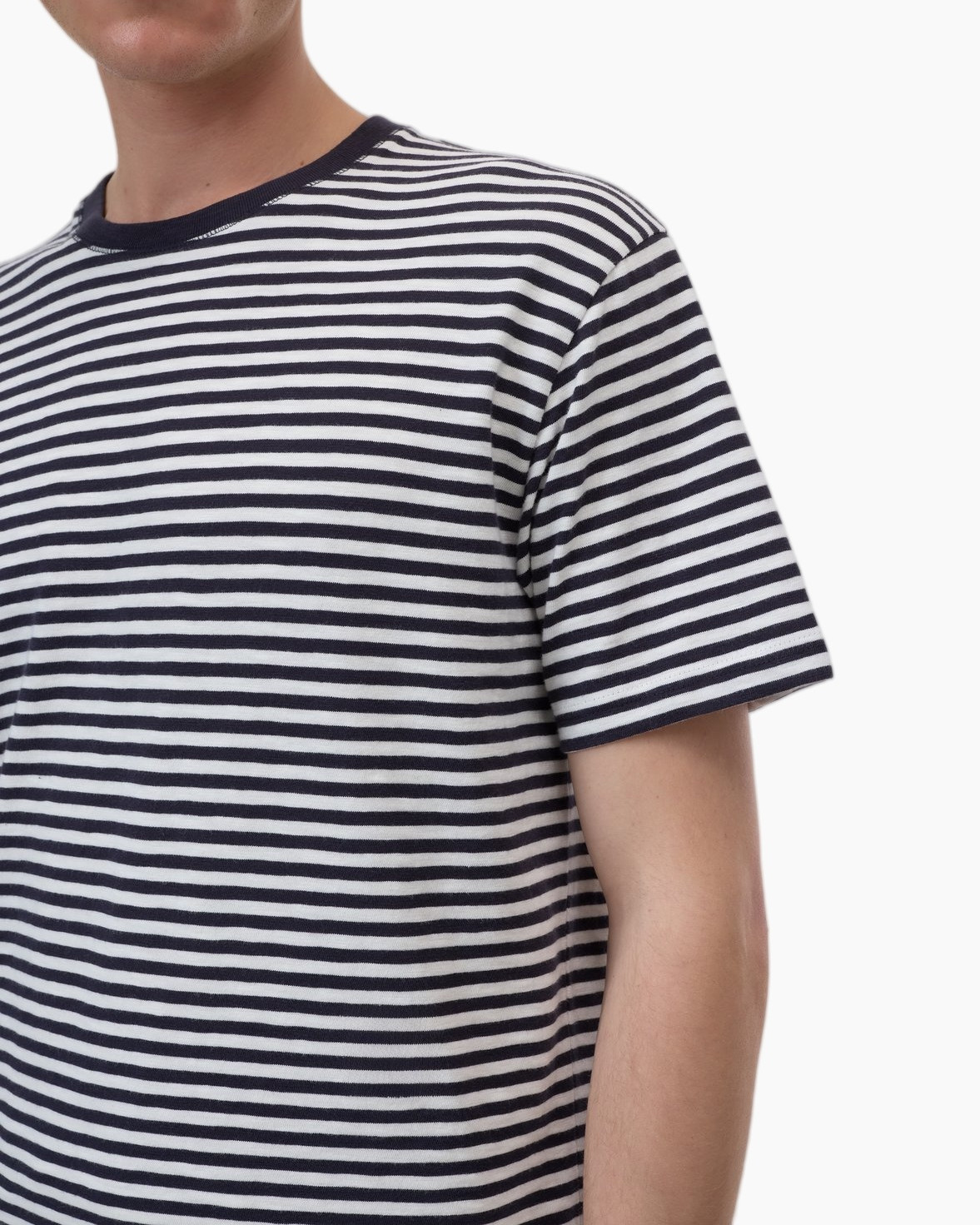 hemd met strepen, korte mouwen, rond hals, marineblauw-wit, t-shirt