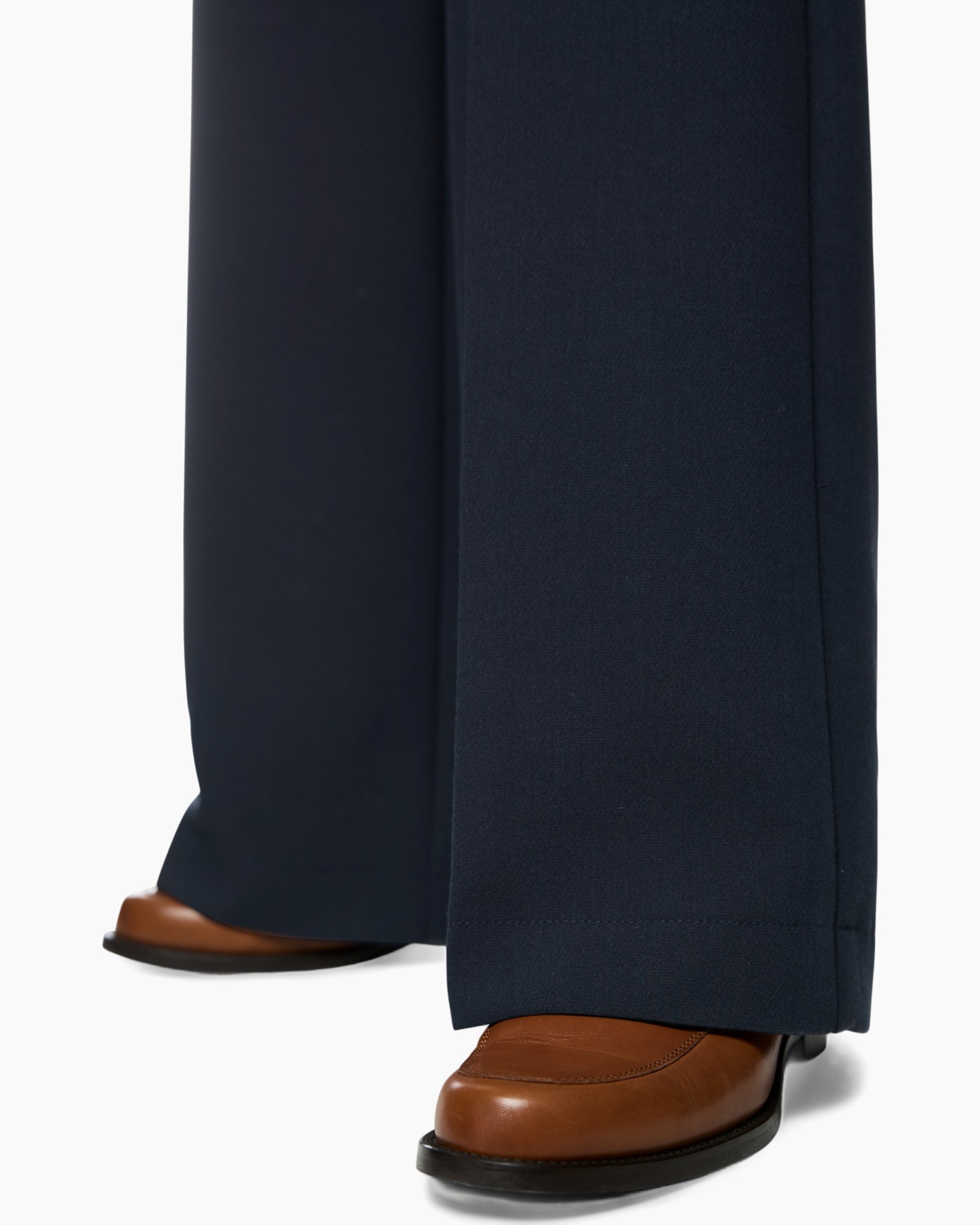 broek, wijd uitlopende, marineblauw, broek/broekpantalon, omgeslagen zoom