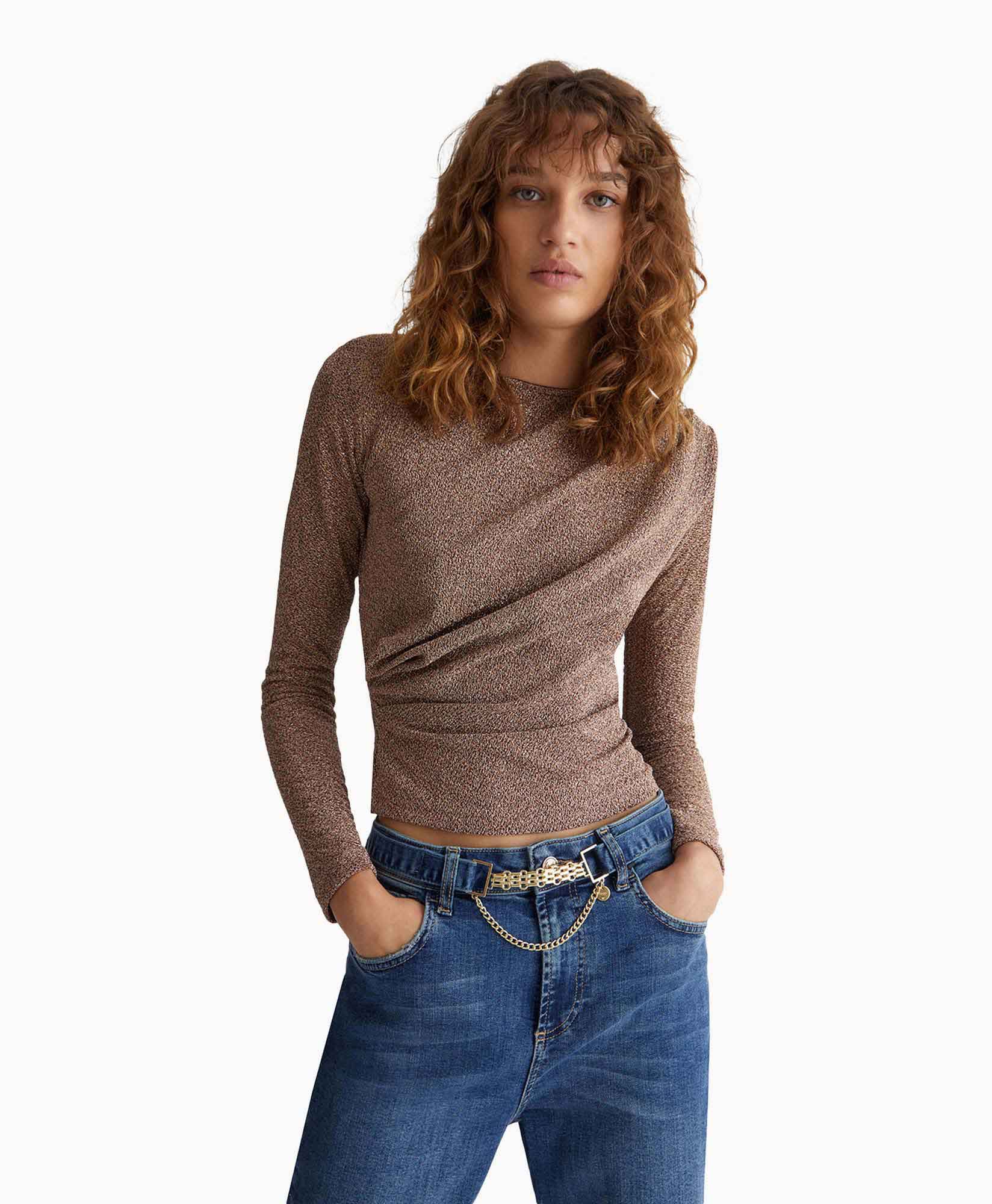 Liu Jo Longsleeve Drappeggiata Bruin