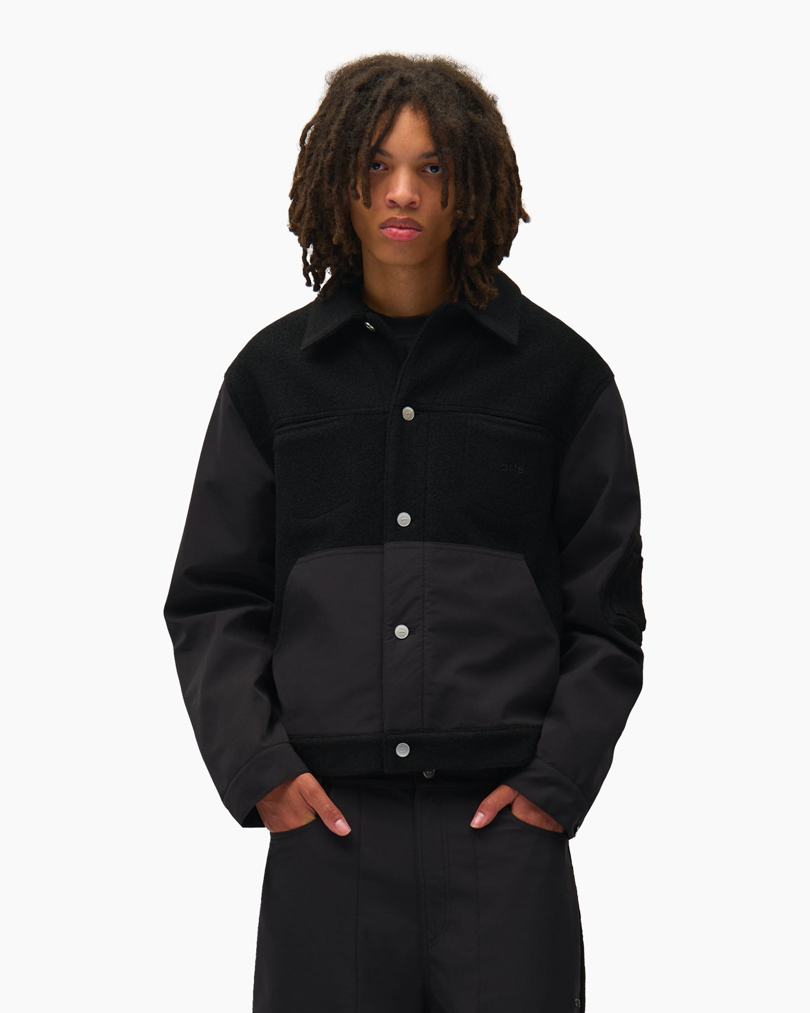 Jas Nylon Wool Combo Zwart