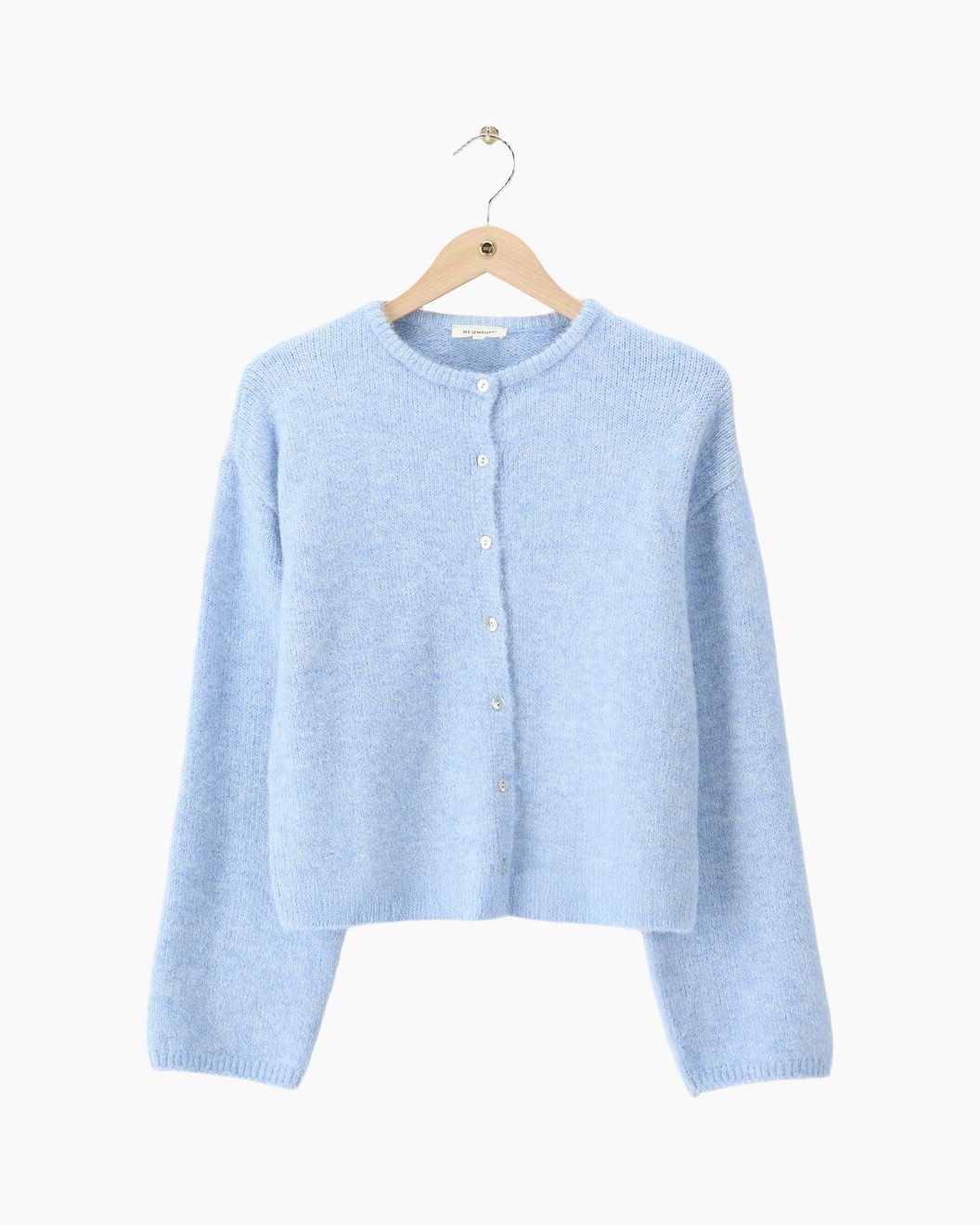 cardigan, breipare knitwear, lichtblauw, knopen voorzijde, lange mouwen