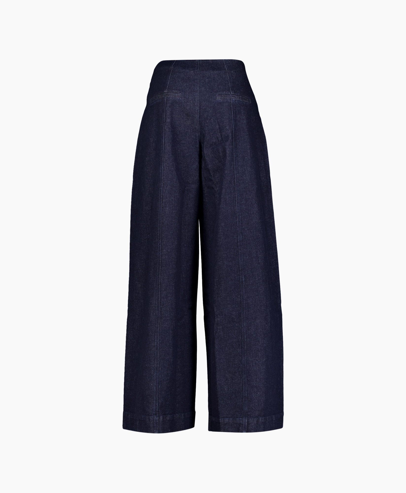 broek, wijdedleg, denim, donkerwas, hoog taille