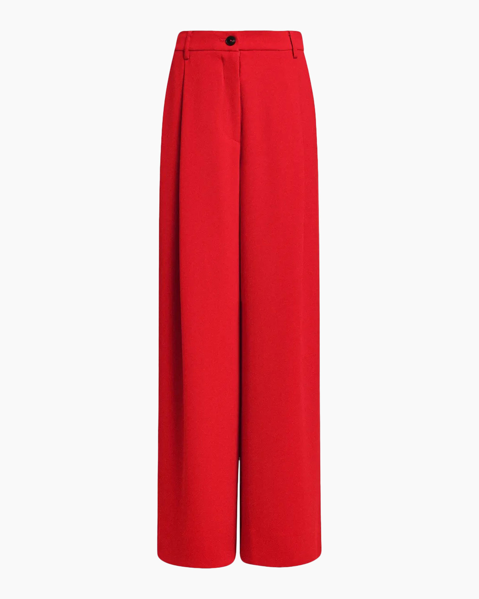 rood, wijdement, broeken, hoog-taille, effen kleur