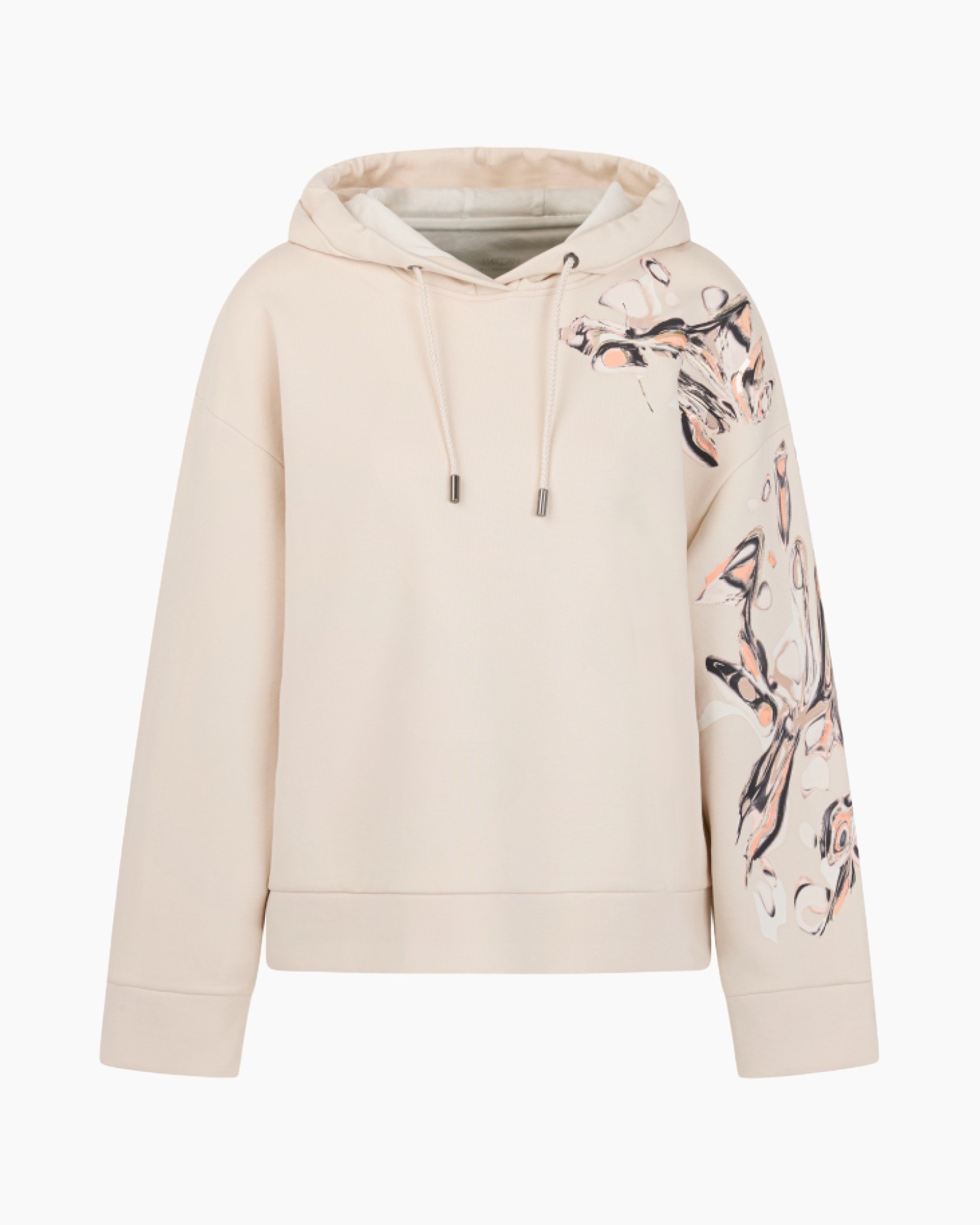 hoodie, pullover, crème, bloemenprint, lange mouwen