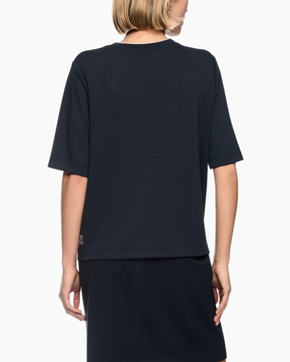 t-shirt, korte mouw, navy, borduursel, touwrok