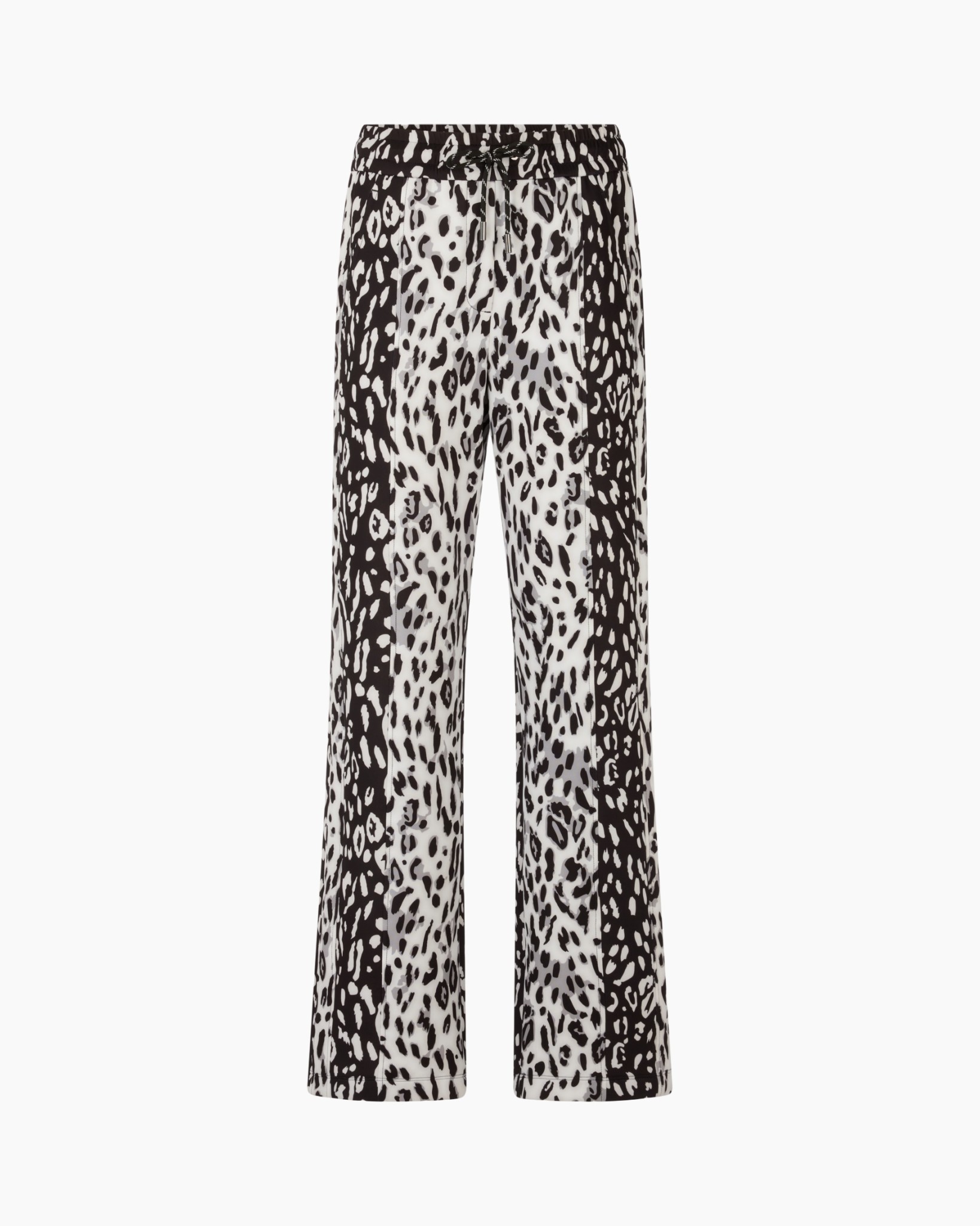 broek, broek, dierprint, zwart-wit, wijd/functions: wide leg