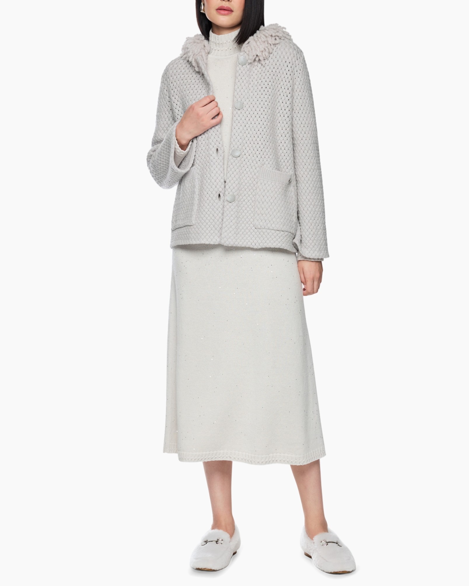 hooded, gebreidde jas, grijs, textuur, knopen cardigan