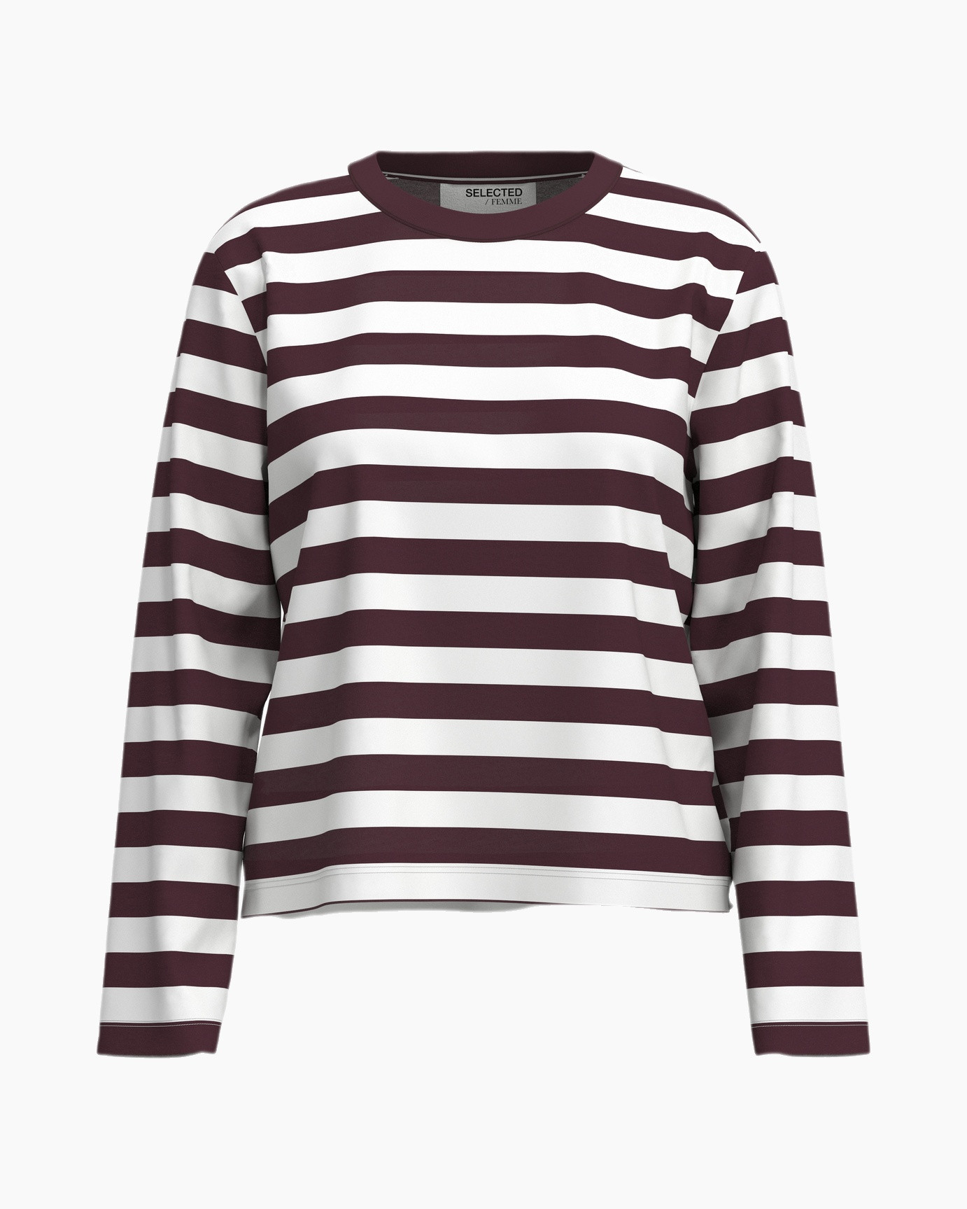 T-shirt Essential Ls Striped Boxy Tee No Aubergine