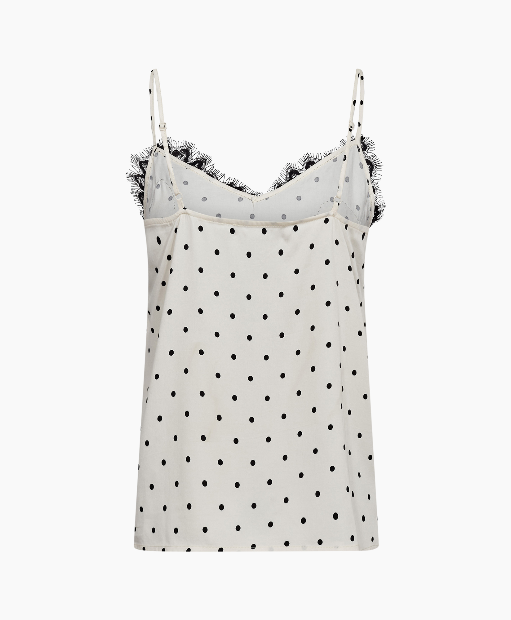 topje, polkadot, kantband, mouwloos, zwart-wit