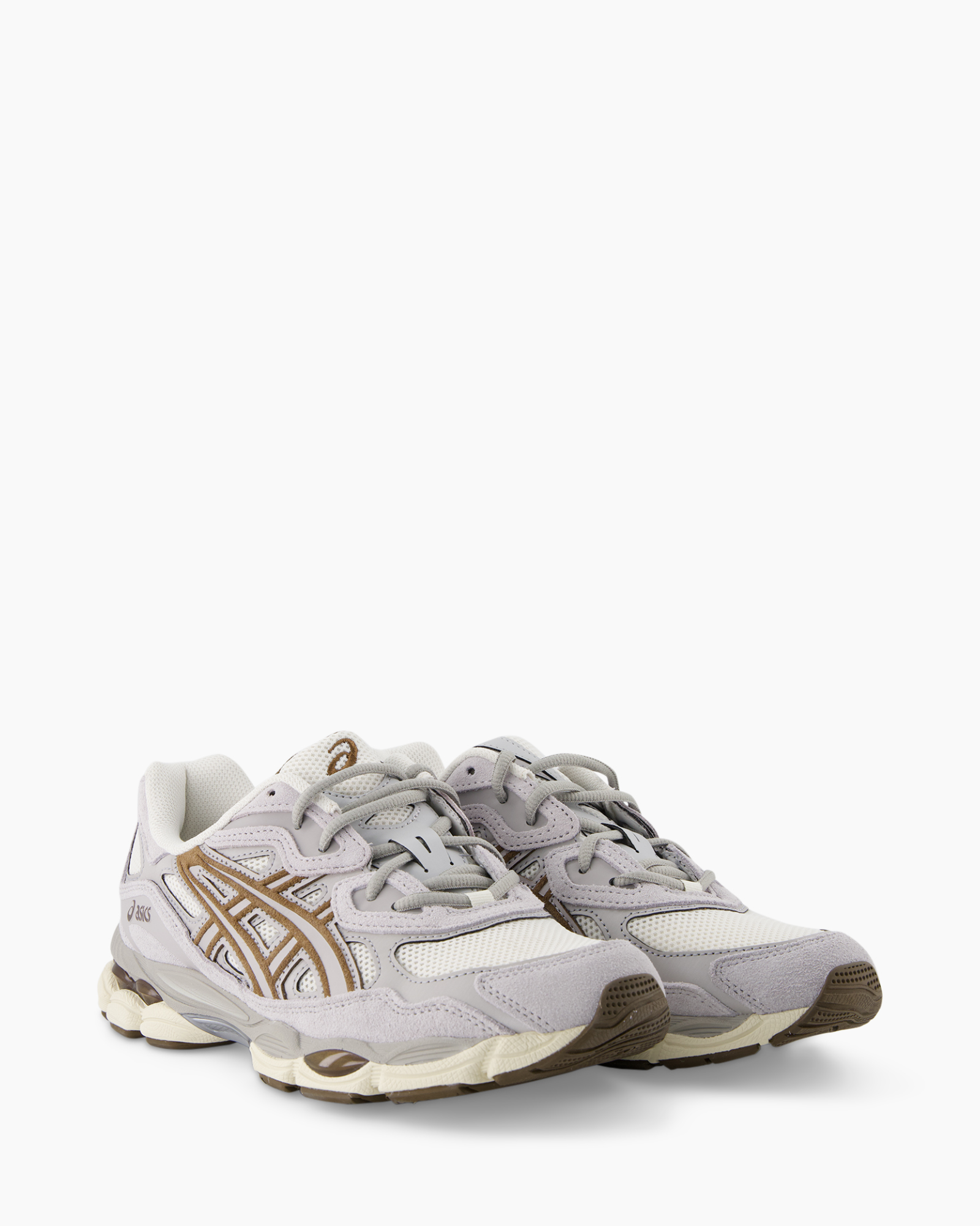 sneakers, loopschoenen, mesh, leer, grijs