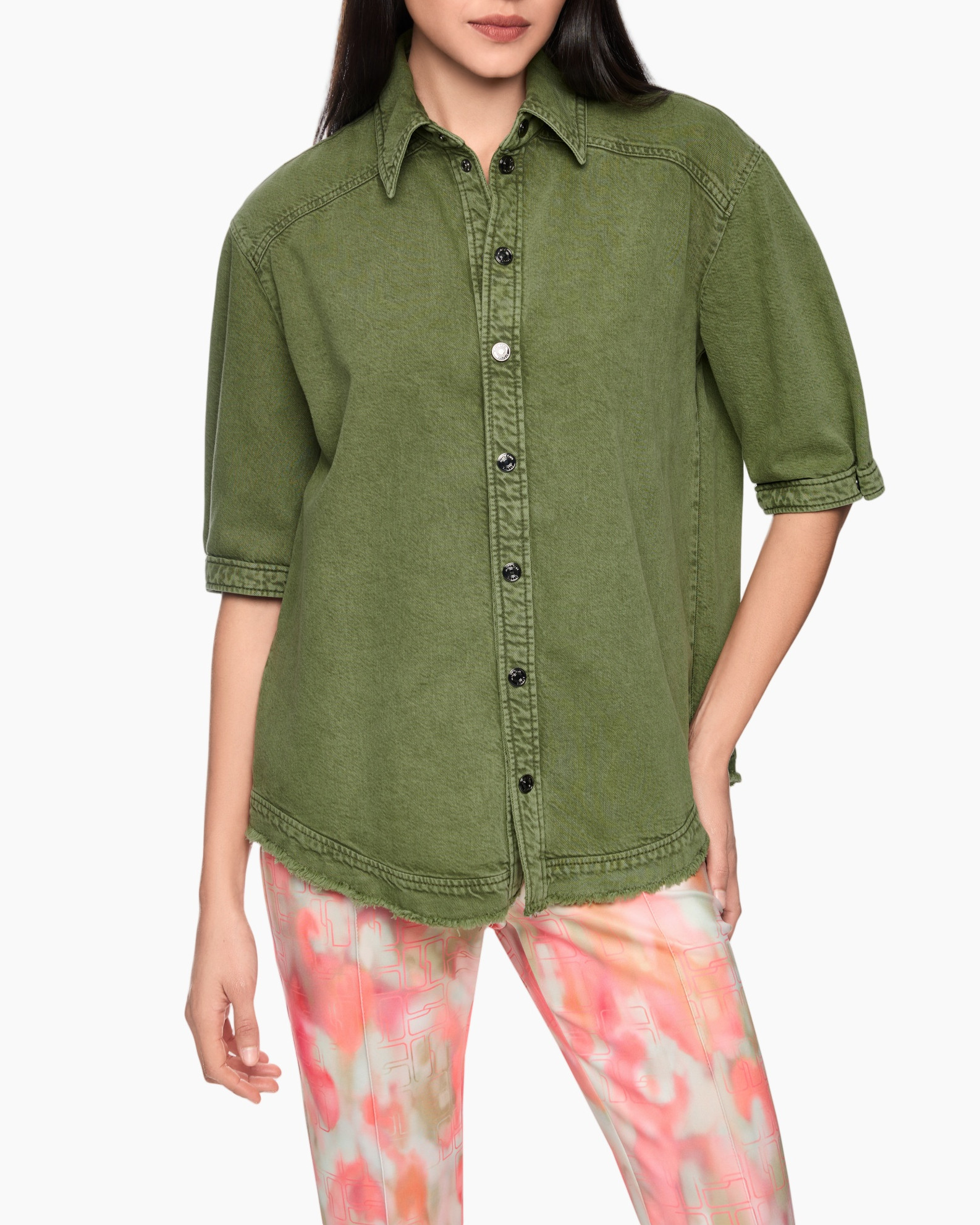 shirth, denim, button-down, olijf, casual