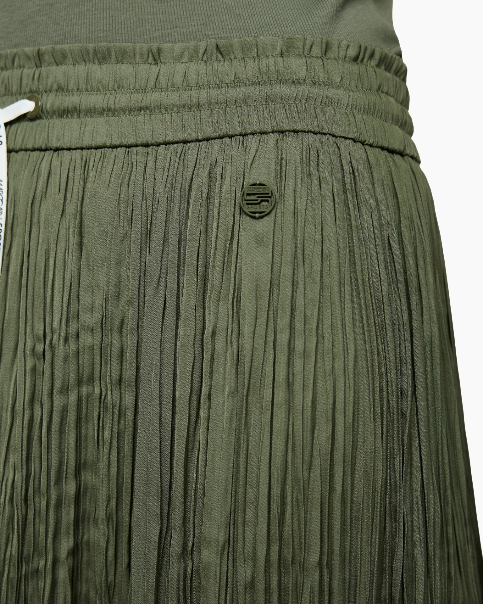 pants, skirt, pleated, olive, drawstring