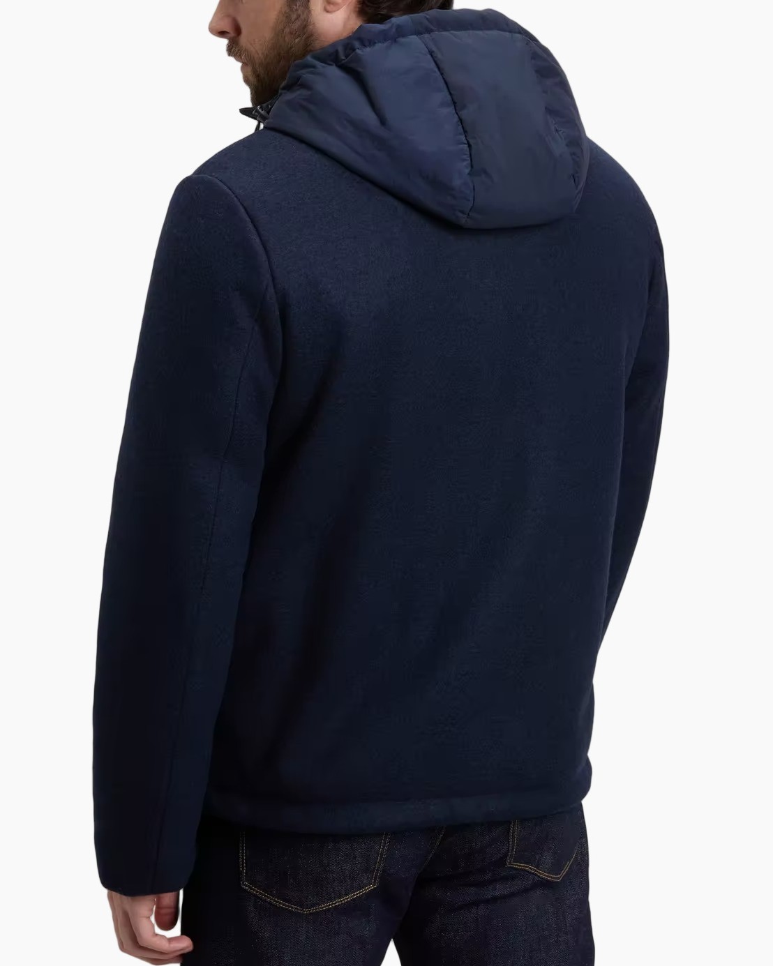 Herenjas, Marineblauw, Capuchon, Ritssluiting, Lange mouw