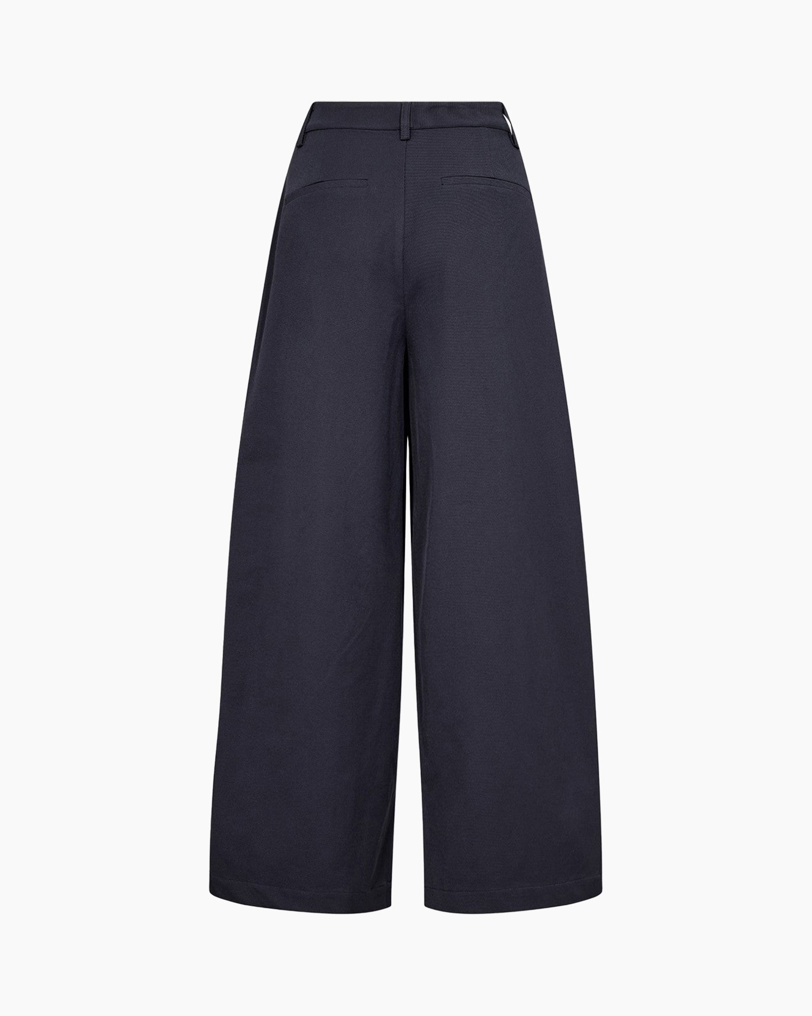 broek, wijd, marineblauw, katoen, hoog taille