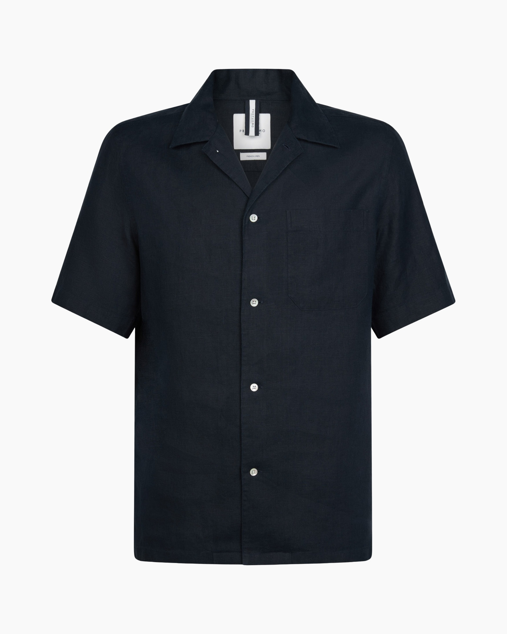 shirt, short-sleeve, linen, navy, pocket