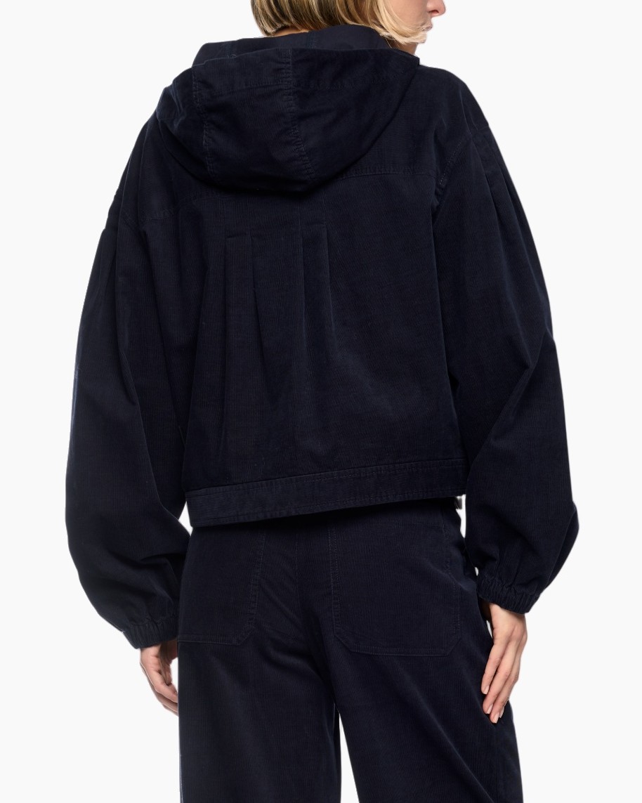 hoodie, jascket, donkerblauw, corduroy, trekkoord