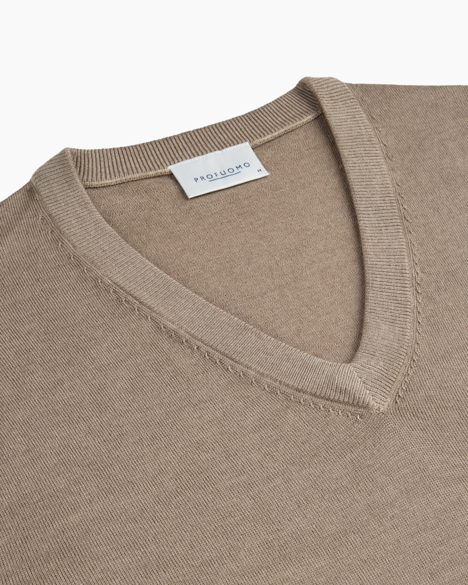 trui, v-hals, beige, gebreid, lange mouwen